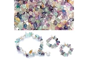 HERZONE circa 450 perline di fluorite con 2 fili di pietra naturale, cristalli di cristallo, perle da infilare, per braccialetti fai da te, collana e gioielli (fluorite)