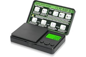 Muaket 0.01/1000g Digital Pocket Scales, Precision Mini Scales with 7 Units and Tare Function, Electronic Weighing Kitchen Scales with LCD Display for Jewelry, Powders, Laboratory, Coffee