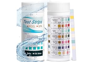 WAYBWZDQ 100pcs Papier de Test de Piscine Paquet, Papier pour Eau de Spa et Piscine 7 en 1, Test De Qualité d'Eau, pour Tester Le Chlore, Taux De Brome, Totale Dureté, PH
