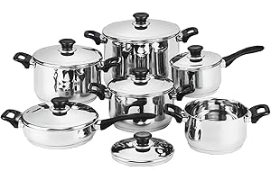 Madprice Batteria di PENTOLE Bavaria 12 Pezzi in Acciaio Inox 18/10