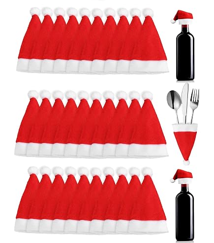 24 Mini Cappelli Di Babbo Natale A Forma Di Lecca-Lecca – Decorazioni Natalizie Rosse E Bianche, In Tessuto Non Tessuto, Per Dolciumi E Artigianato