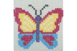 Trimits Kit per punto croce per bambini, per imparare a punto croce, istruzioni incluse (lingua italiana non garantita), 15 x 15 cm, farfalla