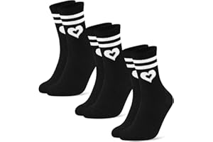 Niofind Tennissocken Damen 39-42 35-38, 3 Paar Hohe Sportsocken mit Herz Motiv, Bequeme Baumwolle Laufsocken für Damen, Weihnachten Geschenk für Frauen Mädchen Freundin Ehefrau Schwester Tochter Paare