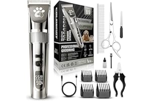 COLDSPOT Dog Clippers Professional, Dog Grooming Kit, Low Noise Cordless Pet Clippers for Dogs, 4-Speed High Power Dog Trimmer with Grooming Tools Brush Nail Kits (Black)