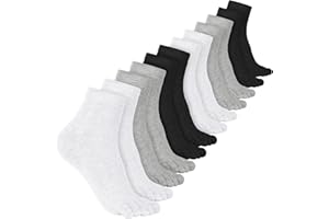 Bencailor 6 Pairs Women Five Toe Socks Cotton Breathable Compression Pure Color Tube Socks for Women Men Athletic Running