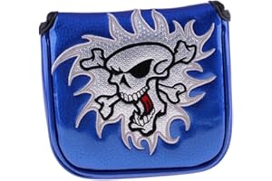 Inzopo Square Waterproof PU Skull Golf Mallet Putter Head Cover Headcover Protector Bag with Magnetic Closure - 4 Colors - Blue