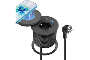 Infälld kontakt med USB-C PD 30 W, trådlös laddning 15 W, Ø80 mm