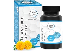 ‎CODE VITAL CODE VITAL® Augen Forte Komplex I 60 Kapseln Augen-Vitamine mit Lutein & Zeaxanthin I Augen-Unterstützung mit Vitamin E & Vitamin C I hochwertiger Augen-Komplex I Algenextrakt-Kapseln