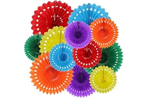 ZYOOO LIFT ZYOOO 12 Stück Papier Fächer Deko,Papierfächer Hängend Girlande Bunt Party Deko Set für Faschingsdeko Hochzeit Geburtstag Baby Shower Tea Party Backdrop