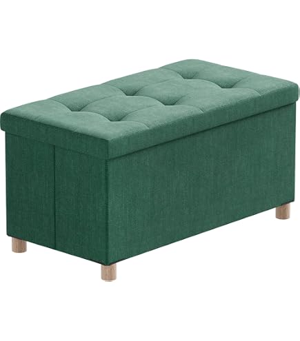 Beliani Pouf Chesterfield 72 X 42 Cm En Velours Bleu Foncé Avec Rangement - Michigan