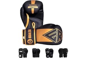 REWON GEAR REWON Gants de Boxe, Kickboxing MMA Muay Thai entraînement de Boxe des Gants de Cuir, Grappling Combat Sparring Boxing Training Gloves pour Homme Femme Adulte 6-16 onces