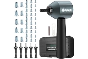 JiGiU Elektrisk Nitpistolsadapter med 5 borrmunstycken | (M3 M4 M5 M6 M8) och 40 x muttrar lätt att installera för mekaniskt
