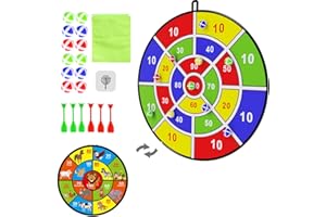 CRTEPST Dartscheibe Kinder, 72cm Klett Doppelseitiges Dartscheibe Faltbares, mit 12 Klebrigen Kugeln,6 Pfeilen,1 Haken, 1 Aufbewahrungstasch,Wurfspiel Outdoor Spiele für Kinder