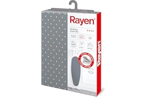 Rayen | Funda Tabla de Planchar Universal | Funda de Planchar Ajuste EasyClip | 3 capas: Espuma, Muletón, tejido 100% Algodón | Gama Medium | Medida: 130 x 47 cm | Estampado