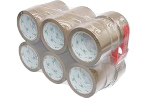 BOMEI PACK Lot de 18 rouleaux de ruban adhésif Marron avec Dérouleur Pour Boîtes et Ruban D'emballage 66m x 48mm
