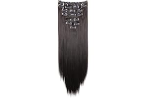 ‎CAISHA CAISHA XXL 50cm 8 Teile Set CLIP IN EXTENSIONS Nicole Haarverlängerung Haarteil Voluminös Glatt Dunkelbraun CES204