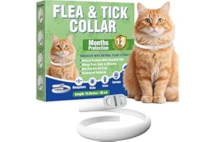 Inpumo Collar Antiparasitario para Gatos, Collar Antipulgas y Garrapatas Ajustable, Gregado con Aceites Naturales, Impermeable, Apto para Todos Los Gatos,12 Meses de Protección (1 Pack)