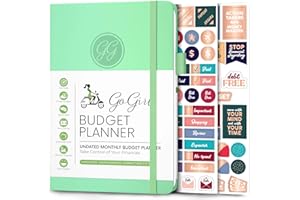 GoGirl Planificateur de Budget - Planificateur Financier Mensuel Agenda Livre de Budget. Journal de Suivi des Dépenses pour Contrôler votre Argent. Non Daté - 13.5x19cm, Durée de Vie 1 An VertMenthe