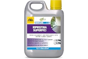 FILA Surface Care Solutions NEWFLOOR Sgrassatore per Pavimenti e Rivestimenti, Detergente Alcalino Forte per la Rimozione di Sporco Ostinato e Prodotti Filmanti, Incolore, 1 Litro
