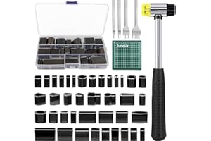QUOTRE 45 Pièces Emporte Pièce Cuir Kit, 39 Formes de Style Outil de Poinçonnage Creux, avec 4PCS Spacing Punch Tool(5 mm D'espacement (2 + 4 + 6), 1 Marteau et 1 Tapis pour L'artisanat du Cuir