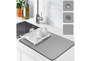 SOLIC Alfombrilla Escurreplatos, Alfombrilla Escurreplatos Super Absorbente, Alfombra Escurreplatos Antideslizante para Mostrador de Cocina, Esterilla de Secado para Cafetera, Protector de Encimera