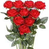 JUSTOYOU - Artificial Silk Rose Bouquet (10 pieces) Red