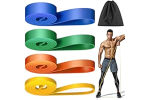 WuGU Taśmy fitness, zestaw taśm oporowych z 4 różnymi poziomami, taśmy oporowe, gumowa taśma sportowa, taśma gimnastyczna, taśmy treningowe, taśma fitness do treningu siłowego, pilatesu, jogi dla