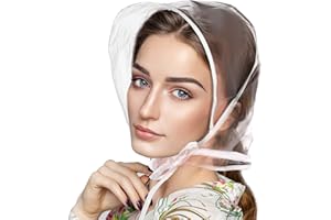 DIVINA VITAE 6PCS Rain Bonnet with Visor Clear Rain Hats Waterproof Rain Plastic Scarf Rain Bonnet Protect Hairstyle for Unisex Men Women Lady Rain Wear Rain Cover Rain Cap for Head White