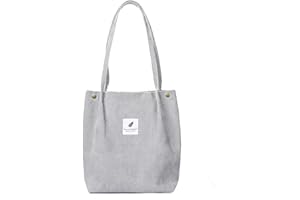 Etercycle Cord Umhängetasche Damen, Schultertasche Groß Cord Tasche Lässige Tote Handtasche Fashion Stofftasche für Alltag, Büro, Schulausflug und Einkauf (Grau)