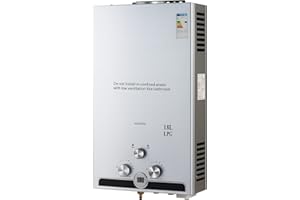 CO-Z Scaldabagno a Gas GPL 18L con Modalità Inverno ed Estate Caldaia a Gas GPL da 30.6 kW a Parete senza Serbatoio Scaldacqua Istantaneo Automatico con Anima in Rame e Display a LED (18L)