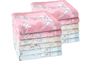 HOULIFE Ladies Handkerchiefs – Floral Handkerchieves Ladies, Hankerchief Womens Cotton, Premium 100% 60S Combed Cotton Colorful Flower Print Hankies for Wedding Party, 45x45cm/18x18’’, 6/12 Pieces
