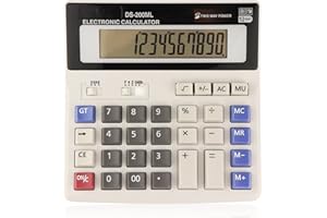 Calculators,HIHUHEN Large Key Calculators Office Desktop Calculator, 12 Digit Large LCD Display, Function Electronic Calculator,Button Battery and AA Battery Powered (1 x ML200)