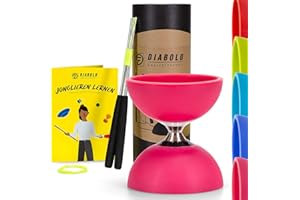 Diabolo Freizeitsport - Diabolo Set de Jonglage Pro -Roulement à Billes -Bleu- Baguettes en Aluminium - Ficelle de Remplacement Supplementaire (160cm) - Guide inclu - Emballage idéal pour Cadeaux