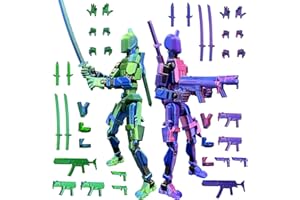 PEKOIU T13 Action Figure Man (ensamblaje completado), 3D Impreso con uniones Dummy 13, t-13 Figura de acción Robot, Decoraciones de Escritorio para Juguetes de Amantes de los Juegos (Purple Azul láser)