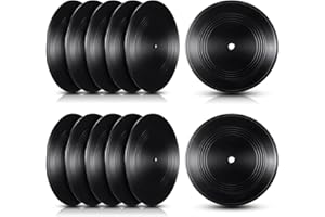 Veciado 12 Piezas en Blanco CD de 7 Pulgadas para DecoracióN de HabitacióN DecoracióN de Pared de CD DecoracióN de DecoracióN de Discos Falsos Negros