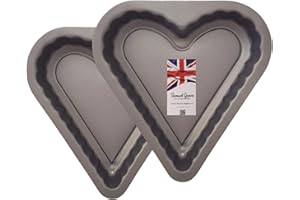 Samuel Groves Love Heart Shaped Moulds 2X Sandwich Cake Pan Tins 8" (19cm) PFOA & BPA Free Non Stick Made in England