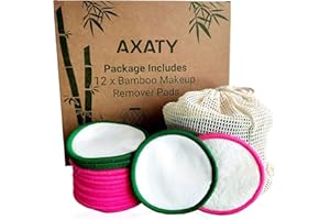 AXATY 3-Layers 20 Reusable Makeup Remover Pads-Organic Bamboo Cotton Pads Eco-Friendly Reusable Face Pads Makeup Remover for All Skin Types with Cotton Draw String Laundry Bag (8CM)