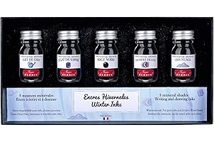 Jacques Herbin 18504T - Coffret de 5 flacons d'encre 10 ml pour stylo-plumes et stylos roller, couleurs assorties hivernales. Fabriqué en France