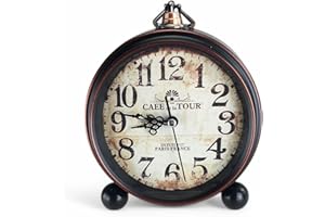 ‎GMMH GMMH Retro Analog Wecker, Ohne Ticken, Tischuhr Nachttischuhr (14-3) Alarmwecker Vintage Retro Nostalgie aus Metall, Antik Standuhr Schreibtischuhr Uhr Tischwecker mit Alarm, Weckuhr