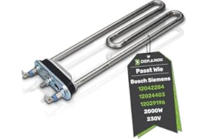 DEKAROX Heizelement 2000W 230V für Bosch Siemens 12042284 12024403 12029196 für Waschmaschine wie iQ100 iQ300 Maxx Classixx Logixx varioPerfect iSensoric Extraklasse Siwamat