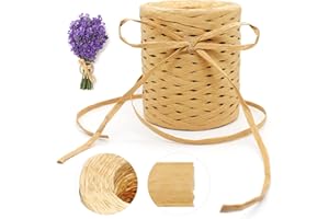 HJFH Bast Raffia Naturbast 200m Papierband Papierschnur Bindebast Geschenkband für Festival Geschenkverpackung,Basteln,Dekoration,Weben,Floristen,Garten,DIY Handwerk Weberei