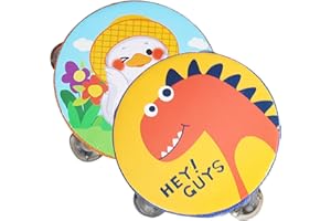 Zuzer 2PCS Pandereta de Mano Percusión Hand Held Pandereta Instrumento Tambor De Mano Tambourine 6 Pulgadas para Infantil Niños Adultos