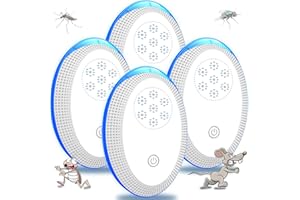 GBARAN Anti Moustique Ultrason Prise,Ultrason Souris Mouche 4 Paquets, Appareil Repulsif Souris Efficace pour Repousser Les Rats, Les araignées, Les moustiques, Les Souris, Les cafards Bla