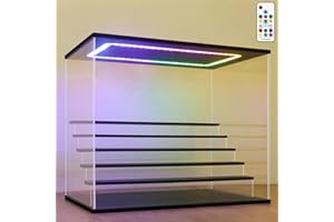Nonemey Vetrina in Acrilico Trasparente con Luce Led Colorata,3/4/5/6 Tier Teca Espositiva,Organizzatrice Antipolvere Vetrina Espositiva per Collezionismo((Nero, 6Tier-49x30x40 cm)