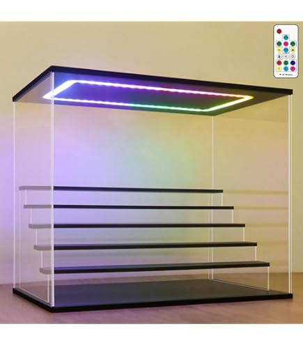 Vitrine Acrylique Avec éclairage LED – 15x15x30 Cm, Transparente, Pour Figurines, Jouets, Objets De Collection