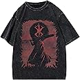 acsewater Washed Retro Tide T-Shirt Summer New Berserk Anime Printing Loose Short-Sleeved T-Shirt Do Old Tops