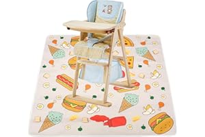 GATPHY Alfombra para silla alta de bebé, 135 x 135 cm, alfombra de protección de suelo infantil, antideslizante, impermeable, silla alta para bebé, comedor y exterior, interior para bebé y niño (Hamburguesa)