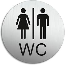 Targhetta Per Porta WC In Alluminio Anodizzato 125x125 Mm, Adesiva