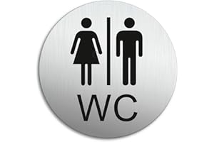 OFFORM DESIGN Plaque Toilettes WC Hommes Femmes Ø 100 mm Plaque signalétique Aluminium brossé