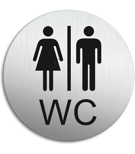 Plaque De Porte WC Aluminium Brossé 75mm - OFFORM DESIGN - Adhésif